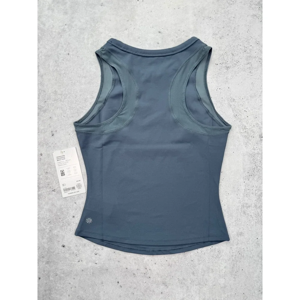 Athleta Transcend Racerback‎ Mesh Tank Slate Blue XS Yoga Workout